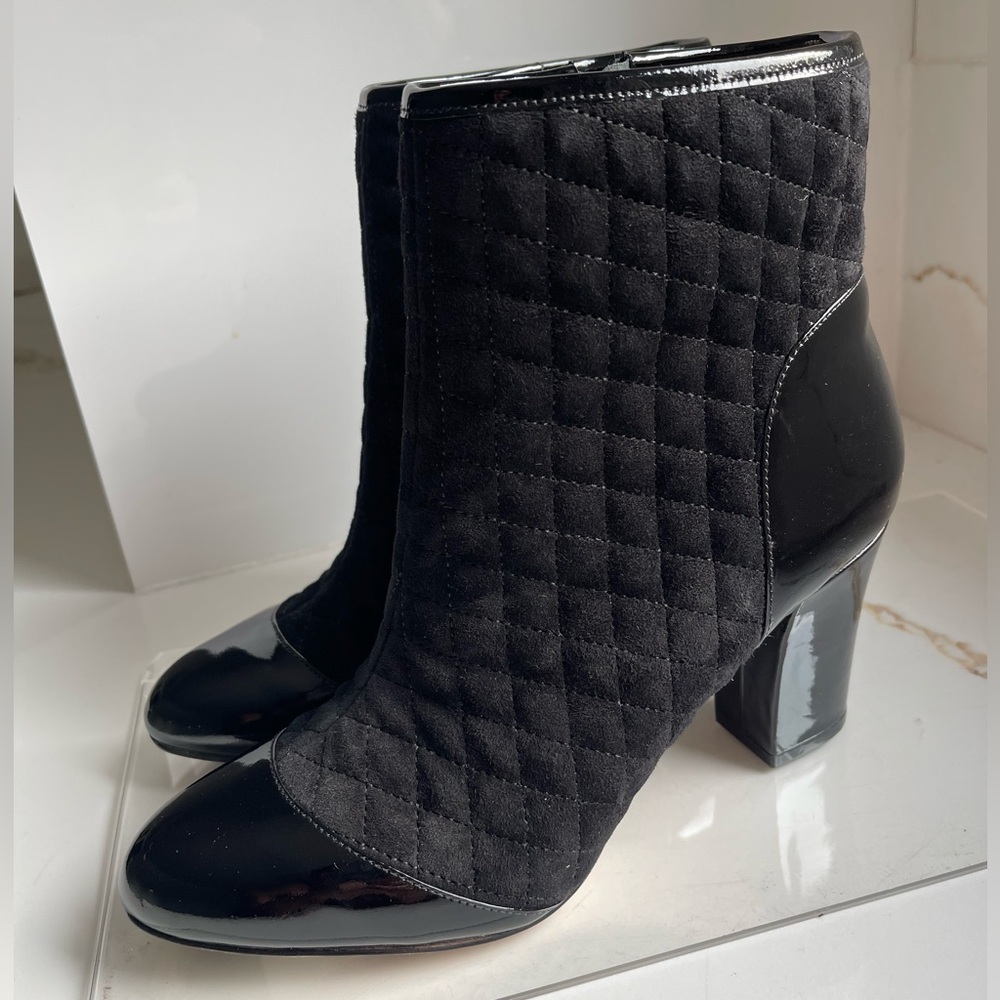 Ron White black leather Candice quilted heel boots